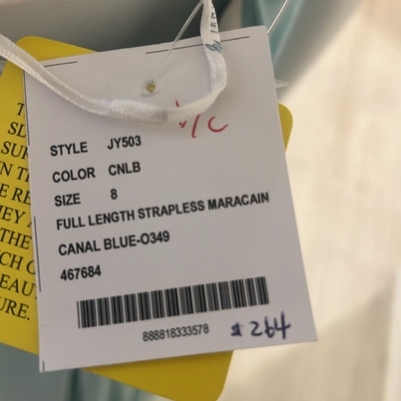 Sample Sale-NWT-Jenny Yoo-JY503-size 8-Canal Blue(aqua) matte jersey- Pristine - Picture 6 of 6